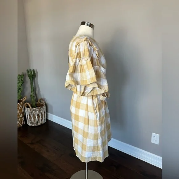 A New Day Target 🎯 Dress Cotton Preppy Gingham Buffalo Check Tan/White Large - Picture 4 of 12